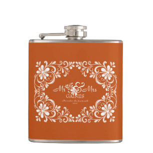 Flacon de mariage Romantique Mr & Mrs Orange Brûlé
