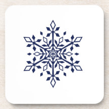 Flacon de neige bleu sur dessous de verre en plast