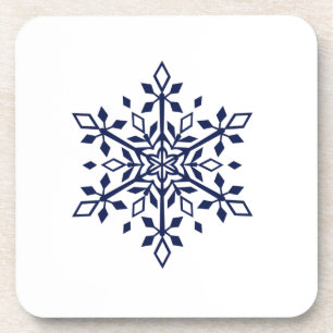Flacon de neige bleu sur dessous de verre en plast