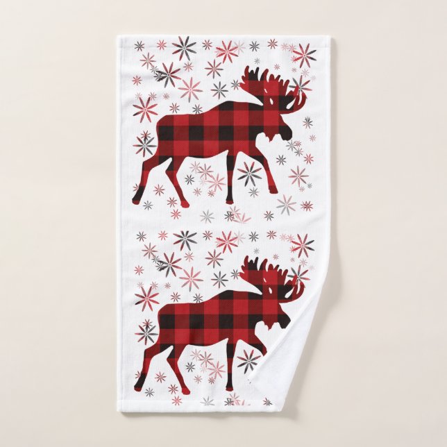 Flacon de neige des plaids rouges de l'orignal de  (Serviette à main)