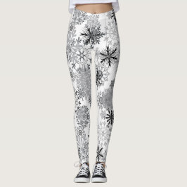 Flacon de neige gris blanc motif leggings Noël