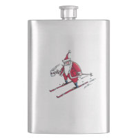 Flacon en acier inoxydable père Noël Skiing