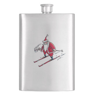 Flacon en acier inoxydable père Noël Skiing