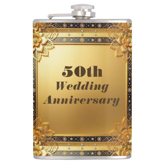 Flacon en faux or Modern Script pour 50e anniversa (Devant)
