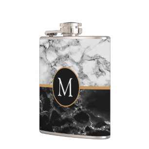 Flacon en marbre noir et blanc avec lettre personn