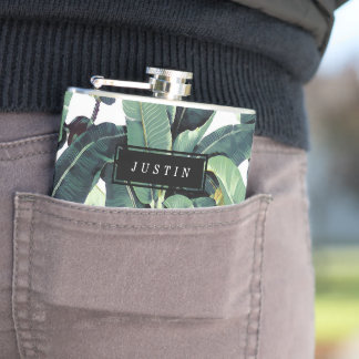 Flacon enveloppé par vinyle tropical de palmier de