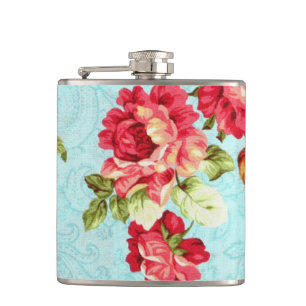 Flacon floral vintage de rose rouge de cottage