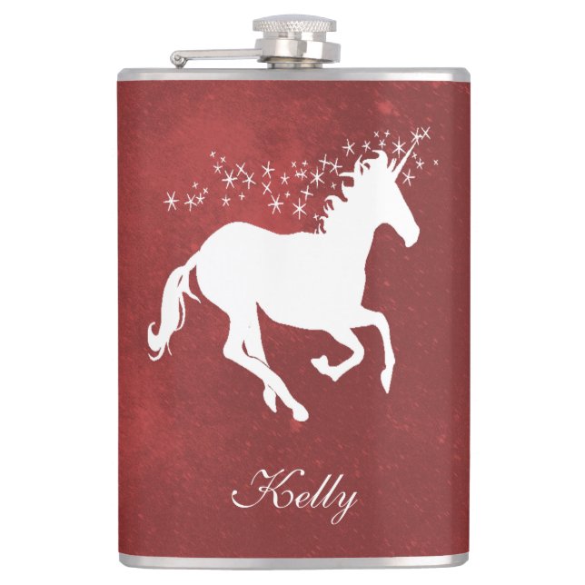 Flacon personnalisé Unicorne rouge (Devant)