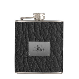 Flacon simili cuir noir de monogramme