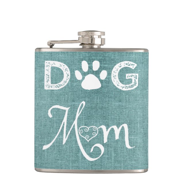 Flacon turquoise Burlap Chien Maman (Devant)