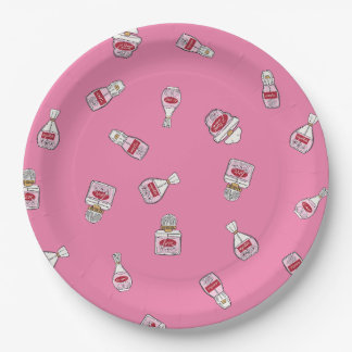 Flacons de parfum "Amour" sur assiettes en papier