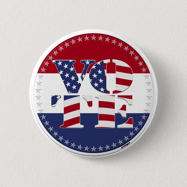 Flag 2024 V O T E USA Button (Vorderseite)