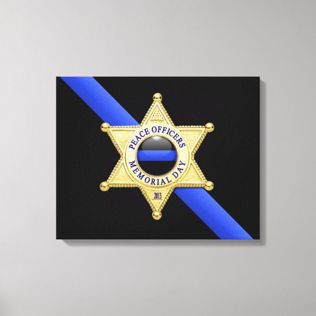 Flag & Abzeichen der dünnen blauen Linie Leinwanddruck (Vorderseite)