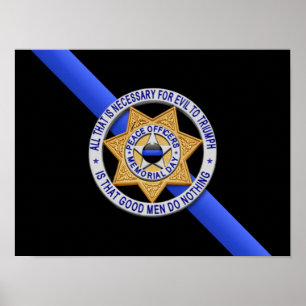 Flag & Abzeichen der dünnen blauen Linie Poster