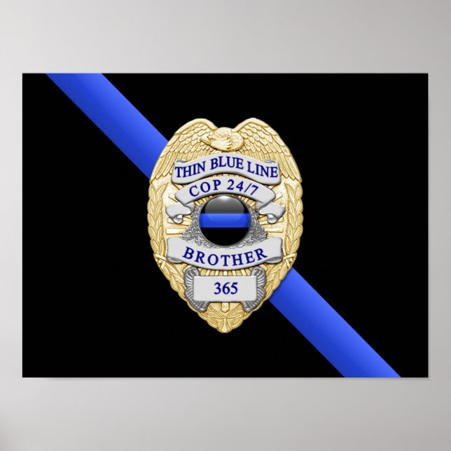 Flag & Abzeichen der dünnen blauen Linie Poster (Vorne)