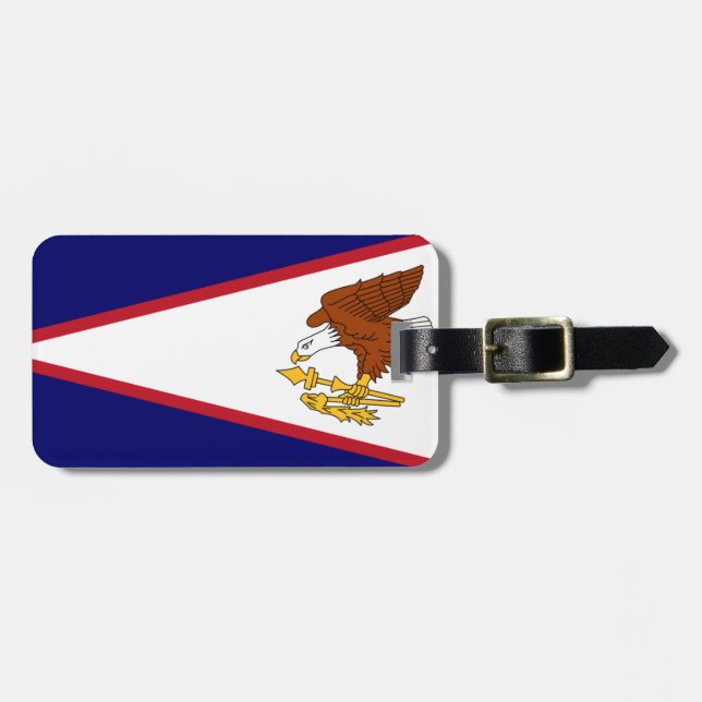 Flag American Samoa Gepäckmarke w Lederband Gepäckanhänger (Vorderseite horizontal)