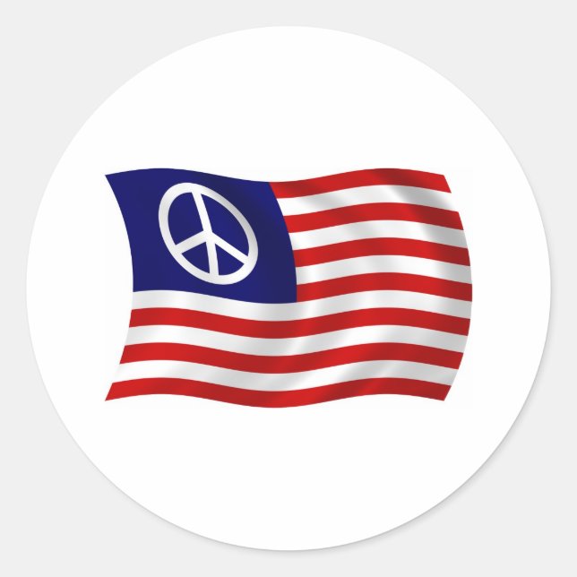 Flag-Aufkleber für das US-Friedenszeichen Runder Aufkleber (Vorderseite)