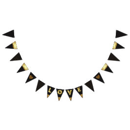 Flag-Banner "Liebe" für Schwarz und Gold Wimpelkette