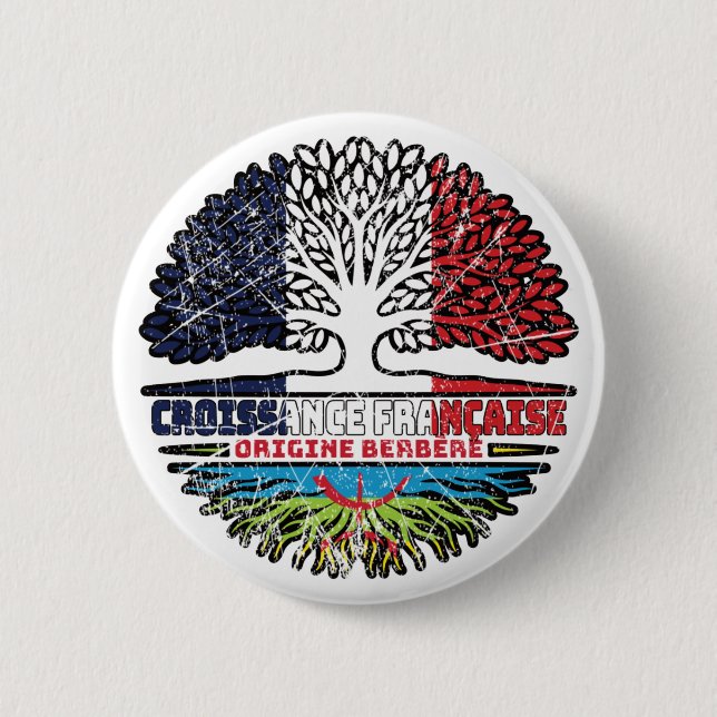 Flag Berber Amazigh France Tree Roots Button (Vorderseite)