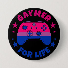 Flag "Bisexual Gaymer for Life Video Game Pride" Button