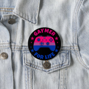 Flag "Bisexual Gaymer for Life Video Game Pride" Button