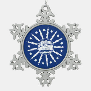 Flag Buffalo, New York Snowflake Pewter Christm Schneeflocken Zinn-Ornament