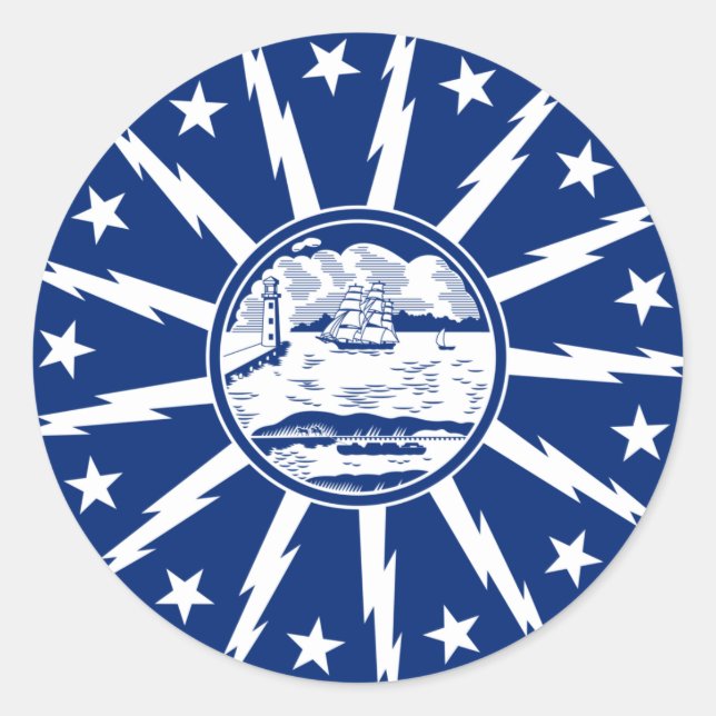 Flag Buffalo, New York Square Paper Untersetzer Runder Aufkleber (Vorderseite)