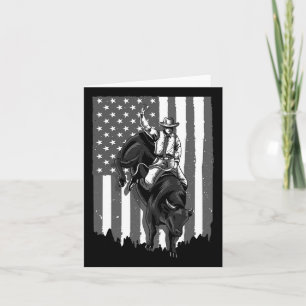 Flag Bull Riding Cowboy 4. Juli Patriotische Rode Karte