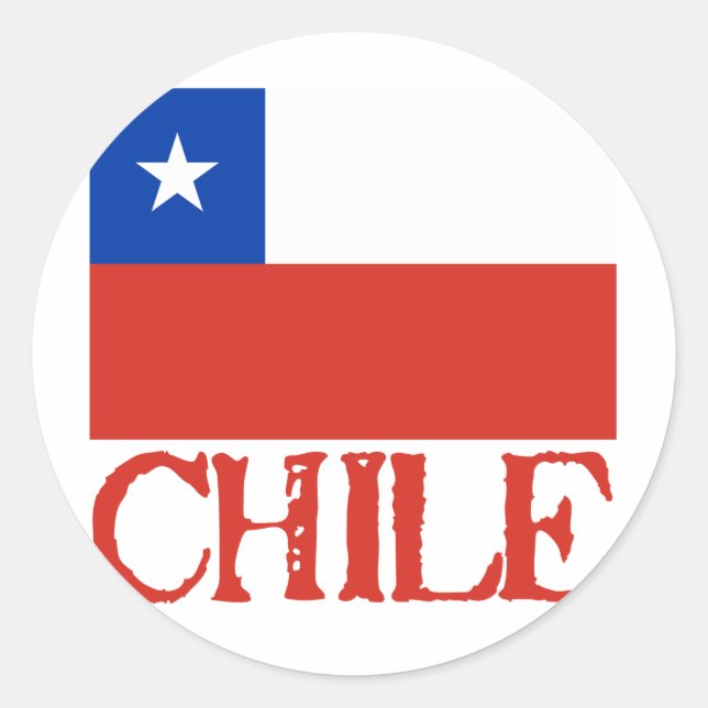 Flag Chile mit Name Chile Tshirts, Tasten Runder Aufkleber (Vorderseite)