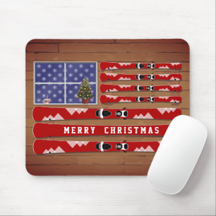 Flag "Christmas Skis"und "Snow USA" Mousepad