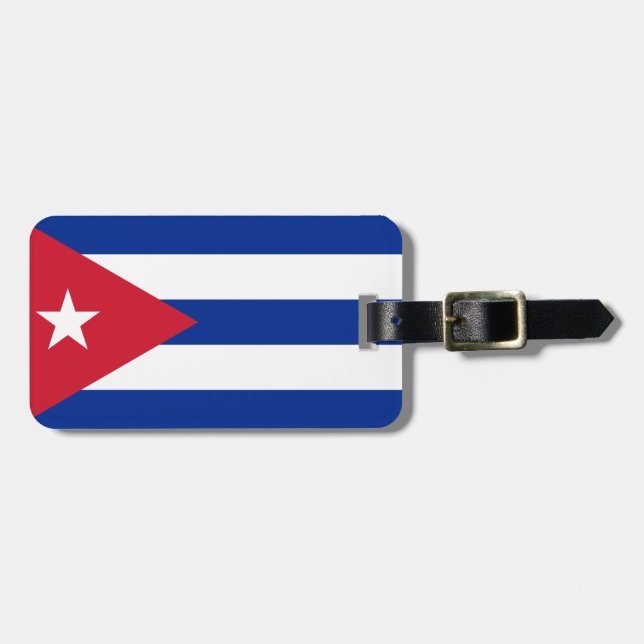 Flag Cuba Gepäckmarke mit Lederband Gepäckanhänger (Vorderseite horizontal)