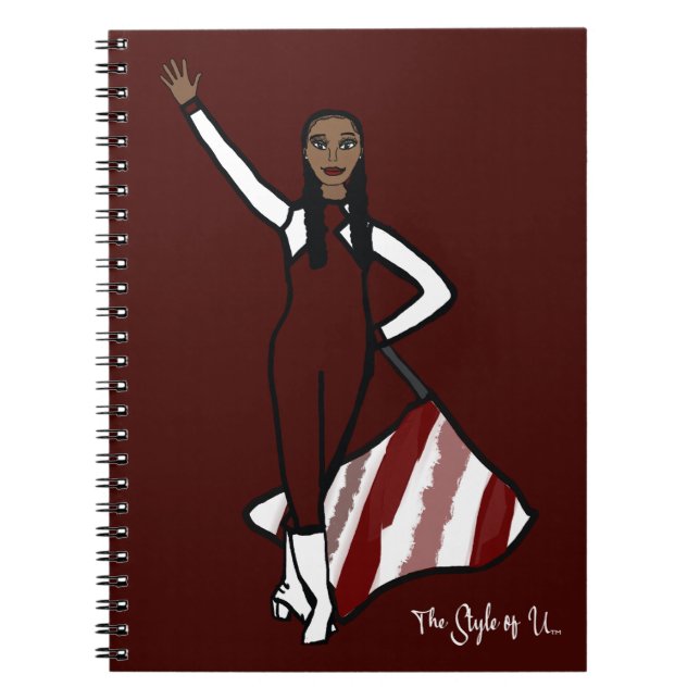 Flag Dancer Burgundy White Accent F Notebook Notizblock (Vorderseite)