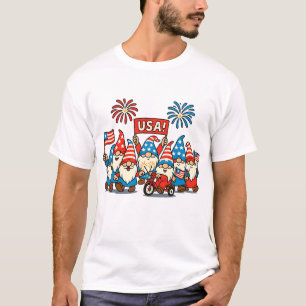 Flag Day Gnome Parade T - Shirt  USA Celebration T
