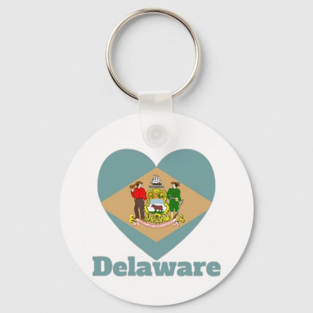 Flag Delaware Heart Schlüsselanhänger (Vorderseite)