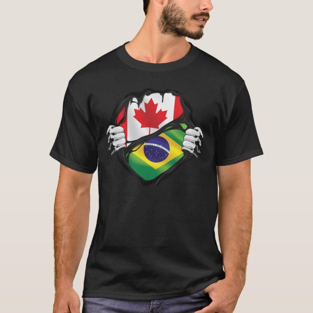 Flag der brasilianischen kanadischen Hände gekapse T-Shirt (Vorderseite)