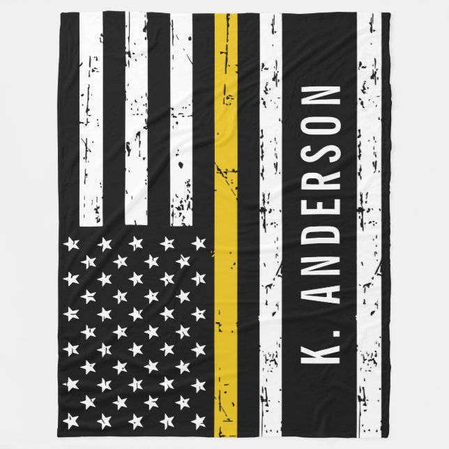 Flag der dünnen Goldlinie Personalisiert 911 Dispa Fleecedecke (Vorderseite)