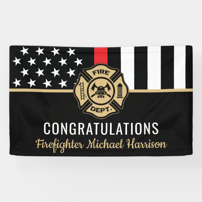 Flag der Feuerwehr-Akademie Abschluss Red Line Banner (Horizontal)