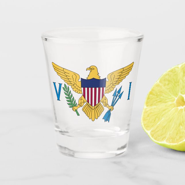 Flag der Jungfrauen der Vereinten Staaten Schnapsglas (Vorderseite)