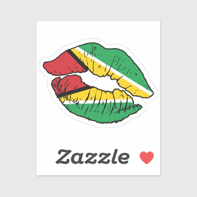 Flag der Lipstick-Liebe Guyana Aufkleber (Blatt)