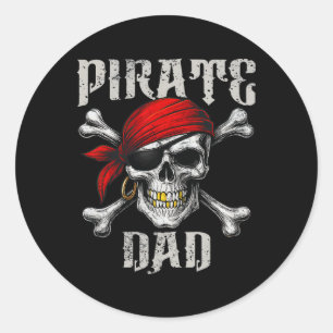 Flag der Piratenflagge des Piraten-Vaters und Schä Runder Aufkleber