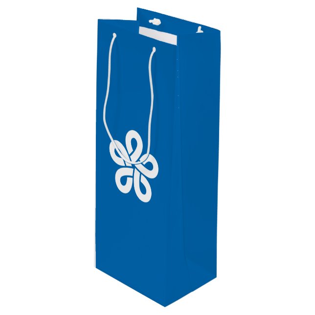Flag der Präfektur Fukuoka, Japan Geschenktüte Für Weinflaschen (Vorderseite Schrägansicht)