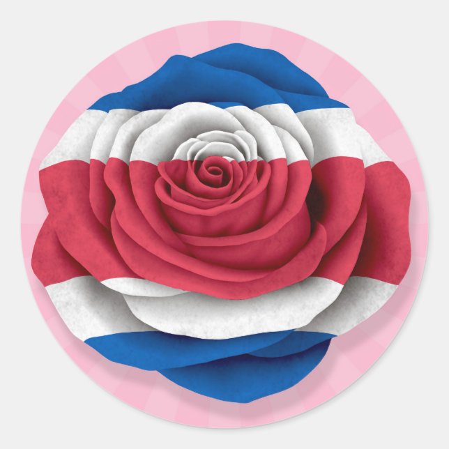 Flag der Rose Costa Ricas in Rosa Runder Aufkleber (Vorderseite)