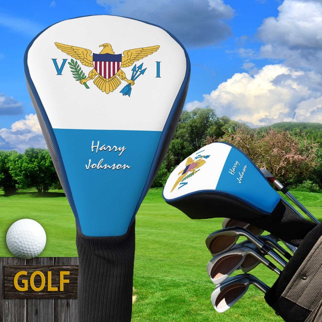 Flag der US-Jungfrau, Golfklubs, Mit Monogramm Golf Headcover (Von Creator hochgeladen)
