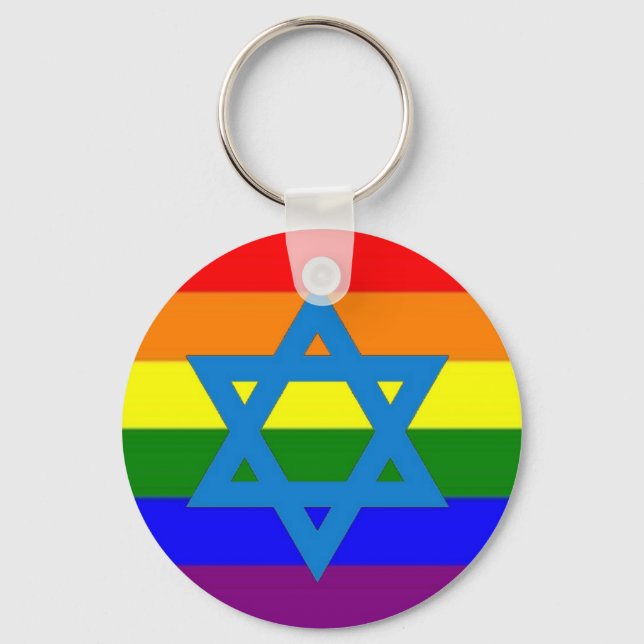 Flag des jüdischen Gay Pride Schlüsselanhänger (Vorderseite)