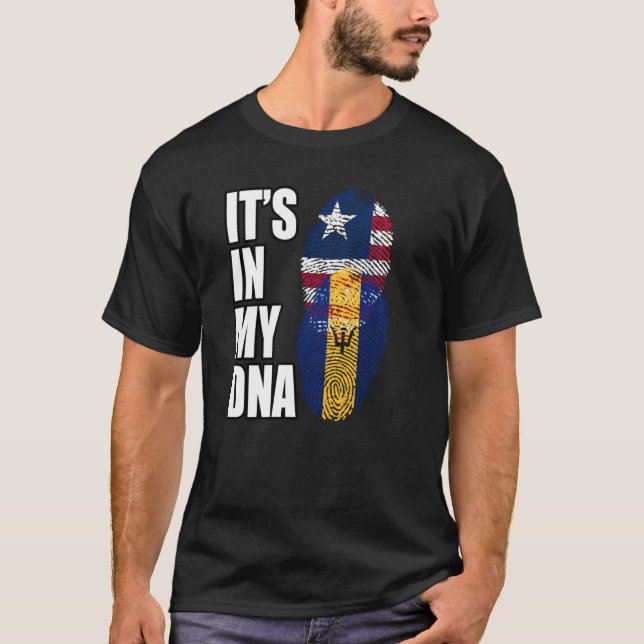 Flag des liberianischen und barbadischen DNA-Mix T-Shirt (Vorderseite)