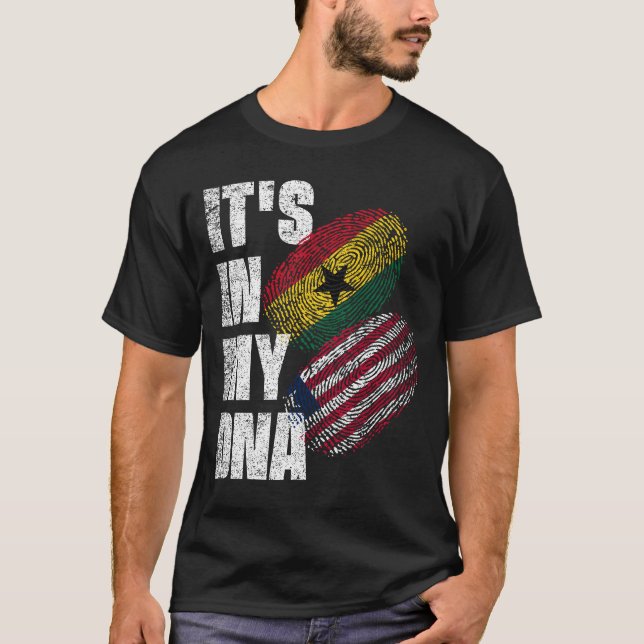 Flag des liberianischen und ghanaischen DNA-Mix T-Shirt (Vorderseite)