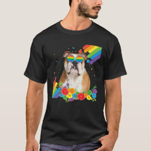 Flag des stolzen LGBT Gay English Bulldog Hunde T-Shirt