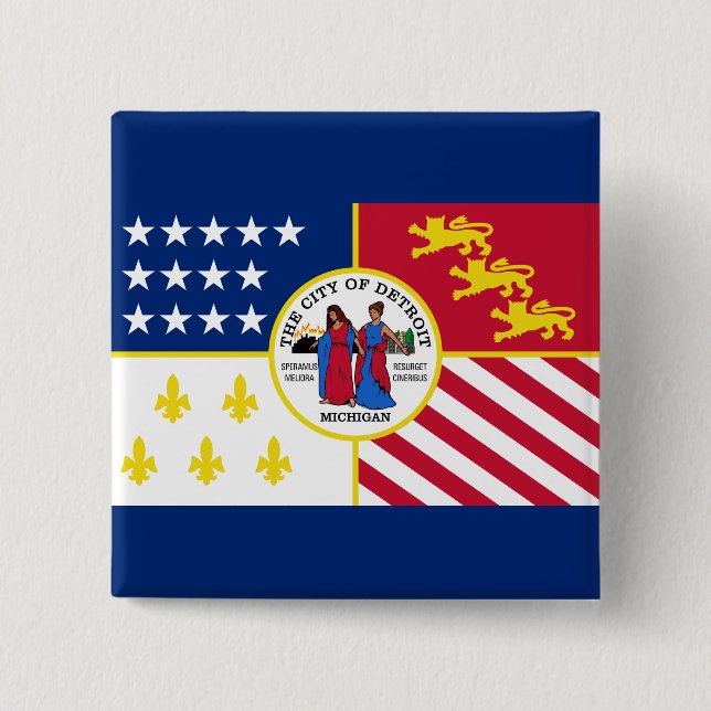 Flag Detroit, Michigan Button (Vorderseite)