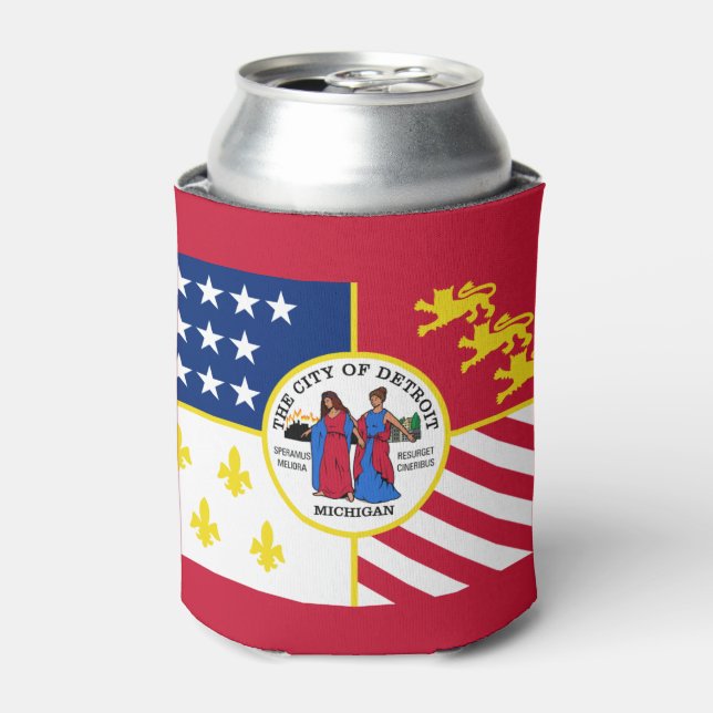 Flag Detroit, Michigan Can Cooler Dosenkühler (Kanne Vorderseite)