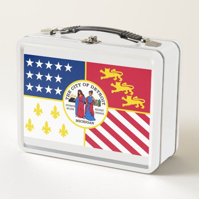 Flag Detroit, Michigan Metal Lunch Box (Vorderseite)